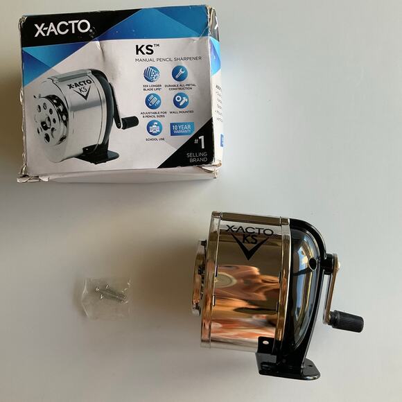 X-ACTO KS Manual Pencil Sharpener, Wall Mountable Pencil Sharpener, Silver - Picture 1 of 7